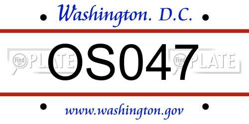 OS047 District Of Columbia License Plate