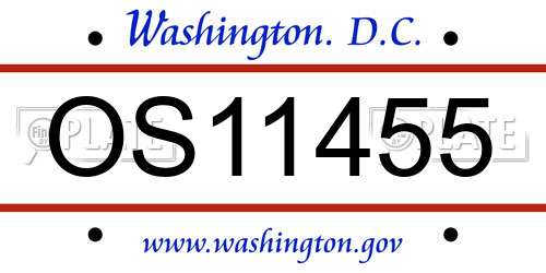 OS11455 District Of Columbia License Plate