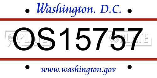 OS15757 District Of Columbia License Plate