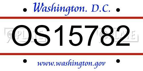 OS15782 District Of Columbia License Plate