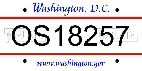 OS18257 District Of Columbia License Plate