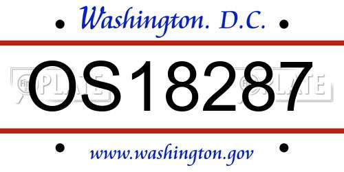 OS18287 District Of Columbia License Plate