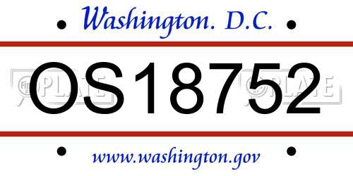 OS18752 District Of Columbia License Plate