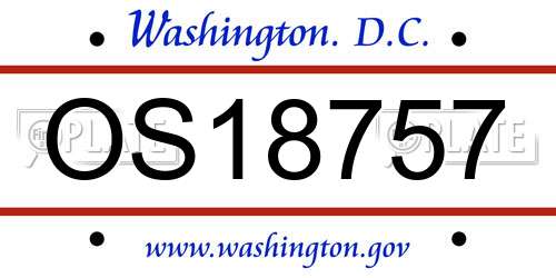 OS18757 District Of Columbia License Plate