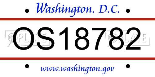 OS18782 District Of Columbia License Plate