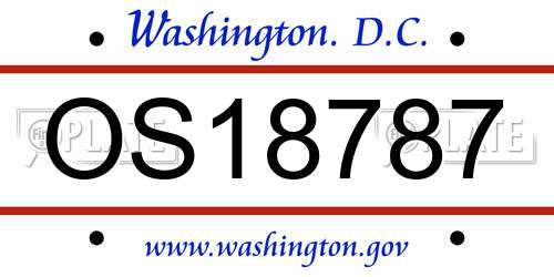 OS18787 District Of Columbia License Plate