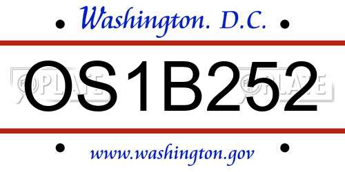 OS1B252 District Of Columbia License Plate