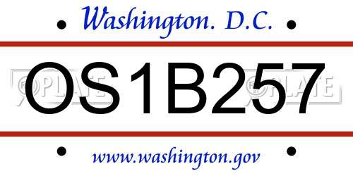 OS1B257 District Of Columbia License Plate