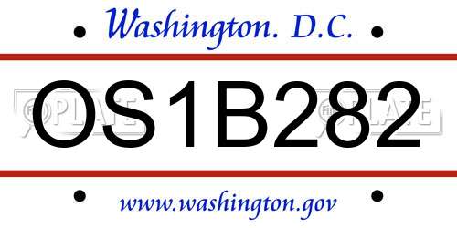 OS1B282 District Of Columbia License Plate