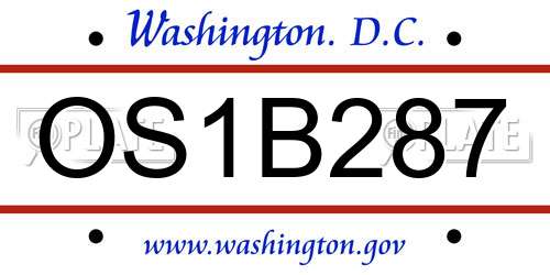 OS1B287 District Of Columbia License Plate