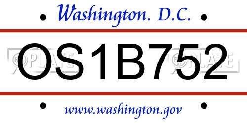 OS1B752 District Of Columbia License Plate