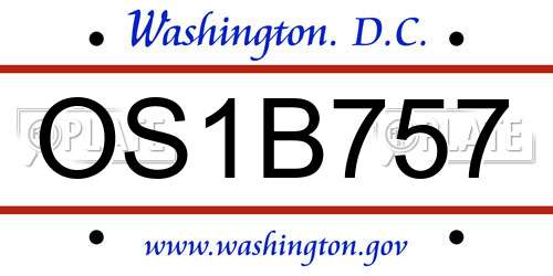 OS1B757 District Of Columbia License Plate
