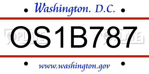 OS1B787 District Of Columbia License Plate