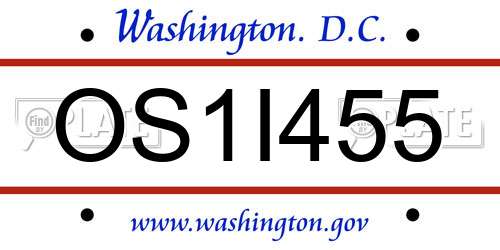 OS1I455 District Of Columbia License Plate
