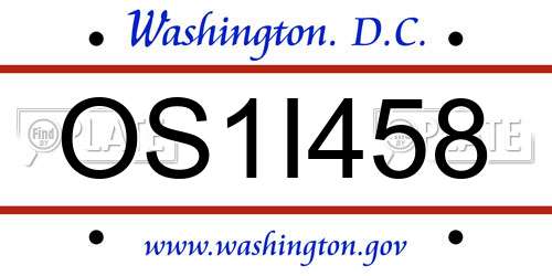OS1I458 District Of Columbia License Plate