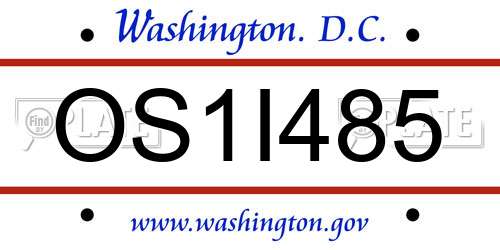 OS1I485 District Of Columbia License Plate