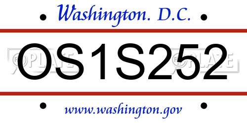 OS1S252 District Of Columbia License Plate