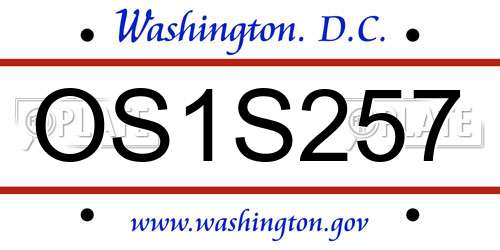 OS1S257 District Of Columbia License Plate