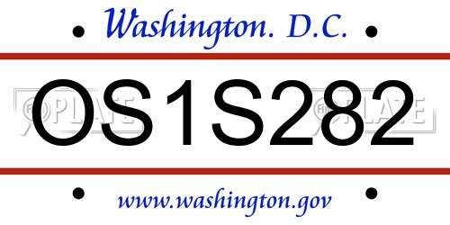 OS1S282 District Of Columbia License Plate
