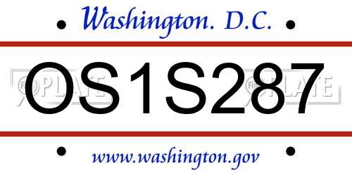 OS1S287 District Of Columbia License Plate