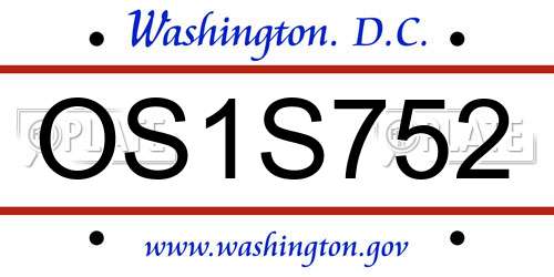 OS1S752 District Of Columbia License Plate