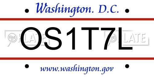 OS1T7L District Of Columbia License Plate