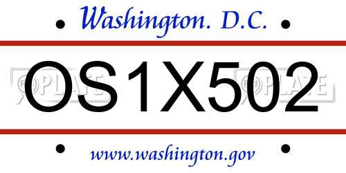 OS1X502 District Of Columbia License Plate