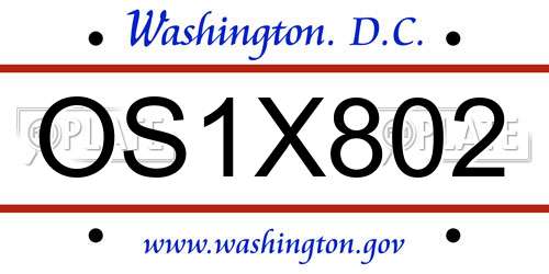 OS1X802 District Of Columbia License Plate