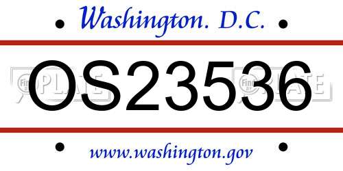 OS23536 District Of Columbia License Plate