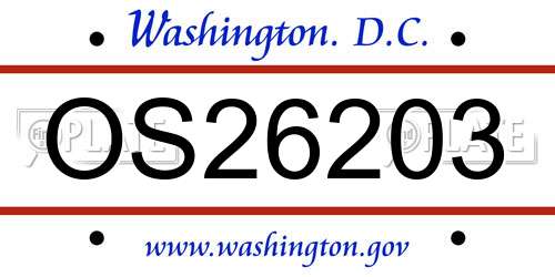 OS26203 District Of Columbia License Plate