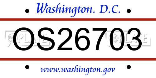 OS26703 District Of Columbia License Plate