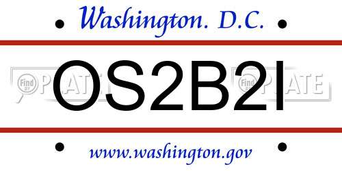 OS2B2I District Of Columbia License Plate