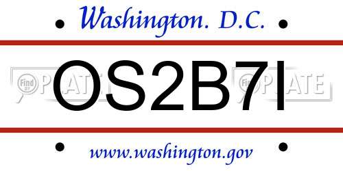 OS2B7I District Of Columbia License Plate