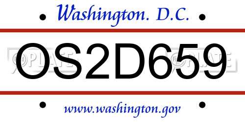 OS2D659 District Of Columbia License Plate