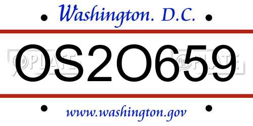OS2O659 District Of Columbia License Plate
