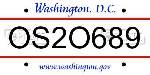 OS2O689 District Of Columbia License Plate