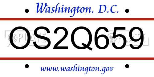 OS2Q659 District Of Columbia License Plate