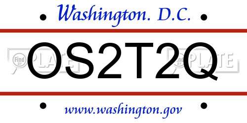 OS2T2Q District Of Columbia License Plate