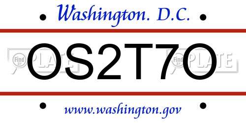 OS2T7O District Of Columbia License Plate