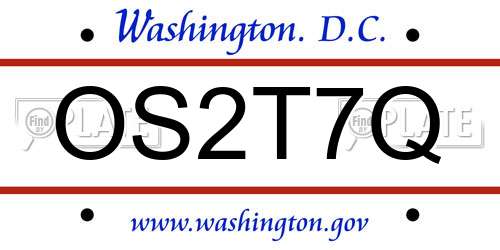 OS2T7Q District Of Columbia License Plate