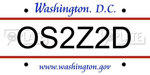 OS2Z2D District Of Columbia License Plate