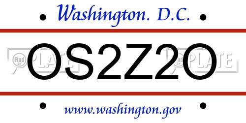 OS2Z2O District Of Columbia License Plate
