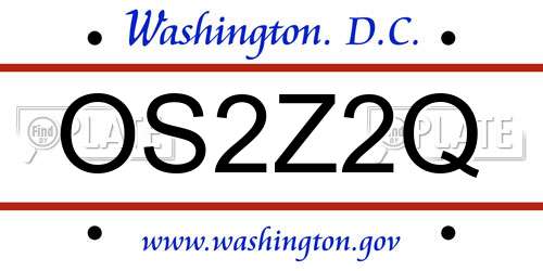 OS2Z2Q District Of Columbia License Plate