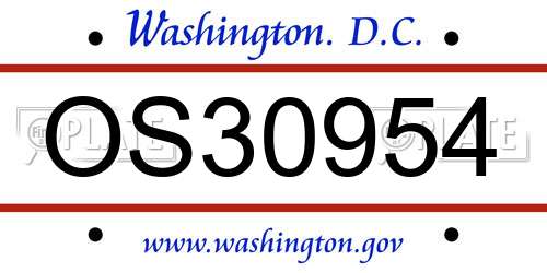 OS30954 District Of Columbia License Plate