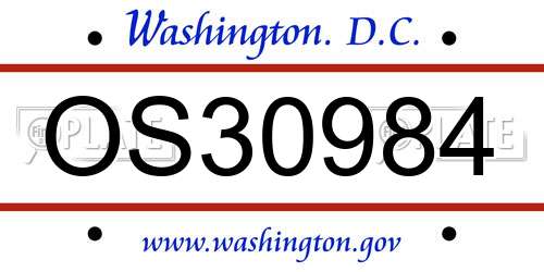 OS30984 District Of Columbia License Plate