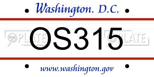 OS315 District Of Columbia License Plate