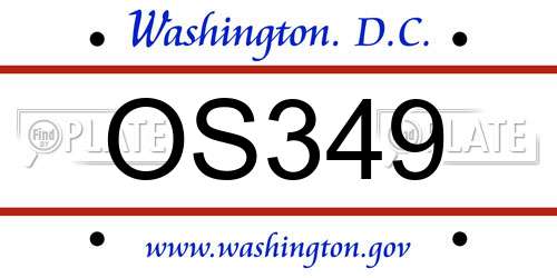 OS349 District Of Columbia License Plate