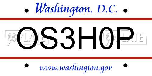 OS3H0P District Of Columbia License Plate