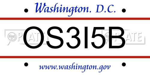 OS3I5B District Of Columbia License Plate