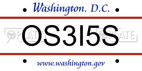 OS3I5S District Of Columbia License Plate